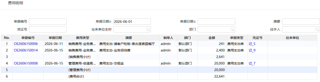 后台每笔费用可追溯 - 单号金额制单人清晰可见